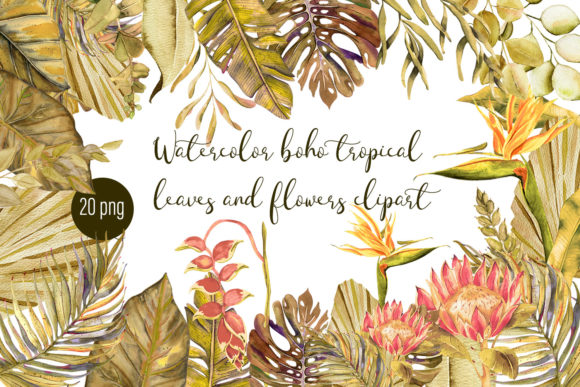 Discover the Beauty of Watercolor Tropical Boho Floral Clipart