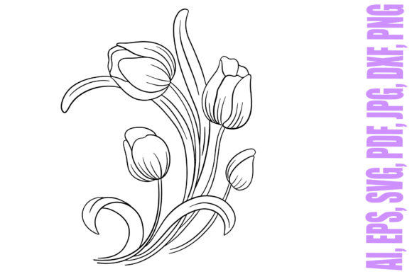 Exploring the Elegance of Flower Tulips Floral Tattoo Line Art