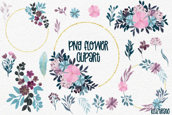 Floral Clipart - Pink Navy Clipart: A Stylish and Versatile Design Choice