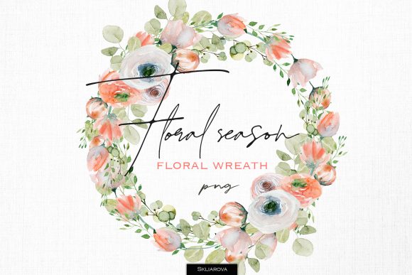 Floral Season. Wreath 2: A Versatile Watercolor Illustration for Creative Projects